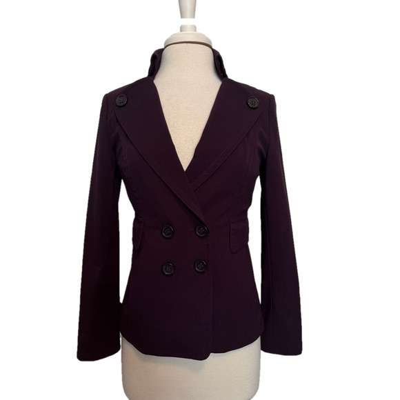 Whimsigoth Women's Purple Double Breasted High Collar Tailored Blazer Jacket M - Picture 1 of 11